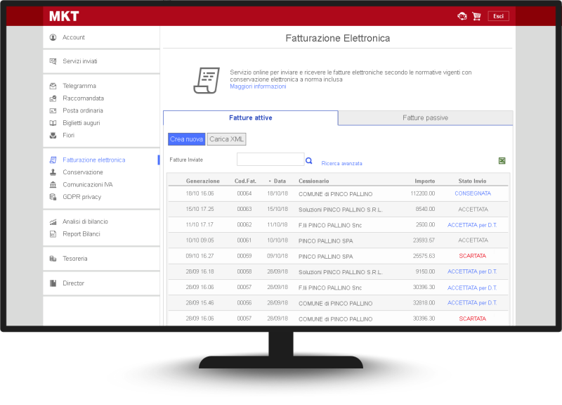 fatturazione elettronica servizio online screen demo