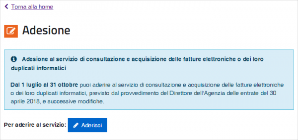 Adesione servizio consultazione fatture elettroniche