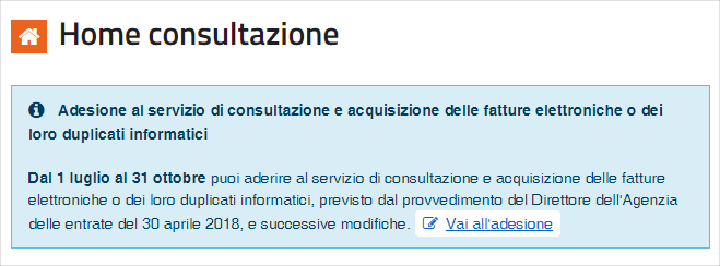 Adesione servizio consultazione fatture elettroniche link
