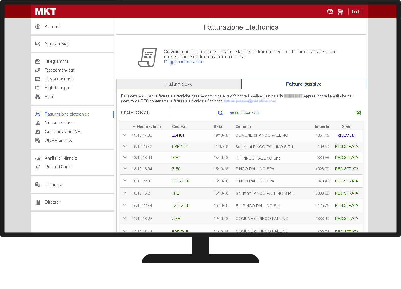 fatturazione elettronica online fatture passive