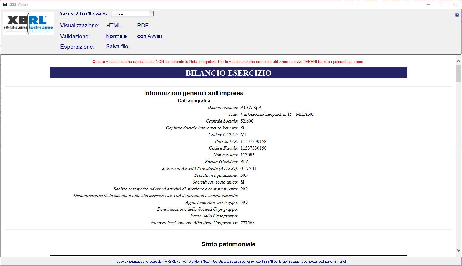 bilancio xbrl esempio PDF