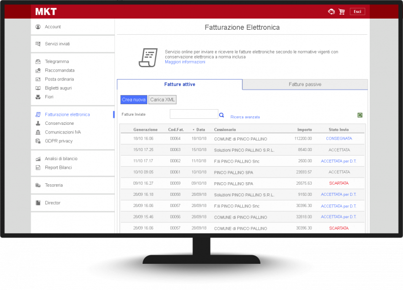 fatturazione elettronica servizio online screen demo